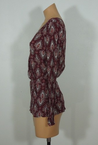 BAND OF GYPSIES Blouse XS Womens Juniors V-Neck Cross Front - Picture 3 of 6