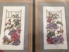 BUCILLA SET OF 2 MORNING DEW PAIR FLORAL/BIRDS COUNTED CROSS STITCH KIT 42665 N