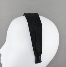 Black headband 1 5/8" wide shiny satin fabric covered hair band no teeth