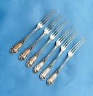 6 Dominic and Haff Sterling Strawberry Forks Louis 14 Pattern Mono 5 Inches