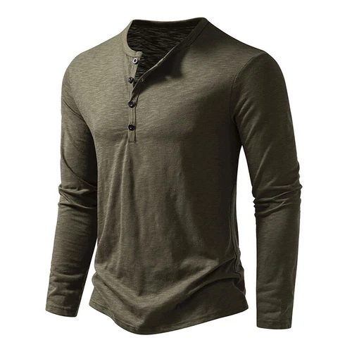 Men T Shirts Long Sleeve T-shirt Mens Henley Neck Daily Wear Casual Basic Top AU - Picture 18 of 41