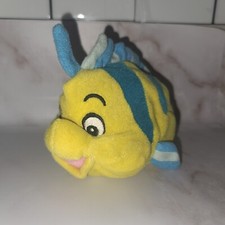 Disney Store The Little Mermaid Flounder 6" Plush Bean Bag Fish