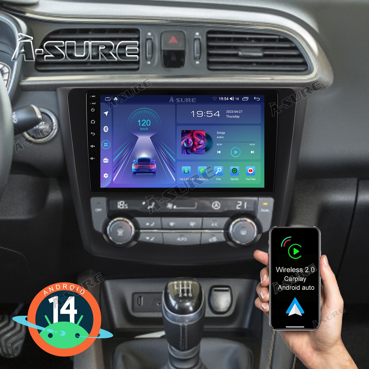 Autoradio Android 14 2 Din 4Go+64Go Pour Renault Kadjar 2015-2019 - Écran 9", CarPlay, DSP, Caméra Offerte