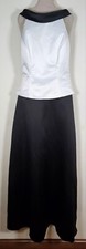 Women's Size 6 Sleeveless Long Black White Tuxedo Formal Prom Dress
