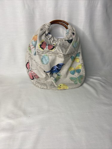 Stylish Tote Bag With Wooden Handles. Great For Shopping And Fully Lined.