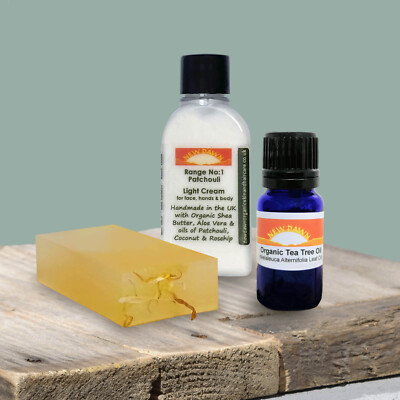 Akne & Narbenentfernung - Bio Seife, Creme & Öl Probenpackung für Flecken & Narben