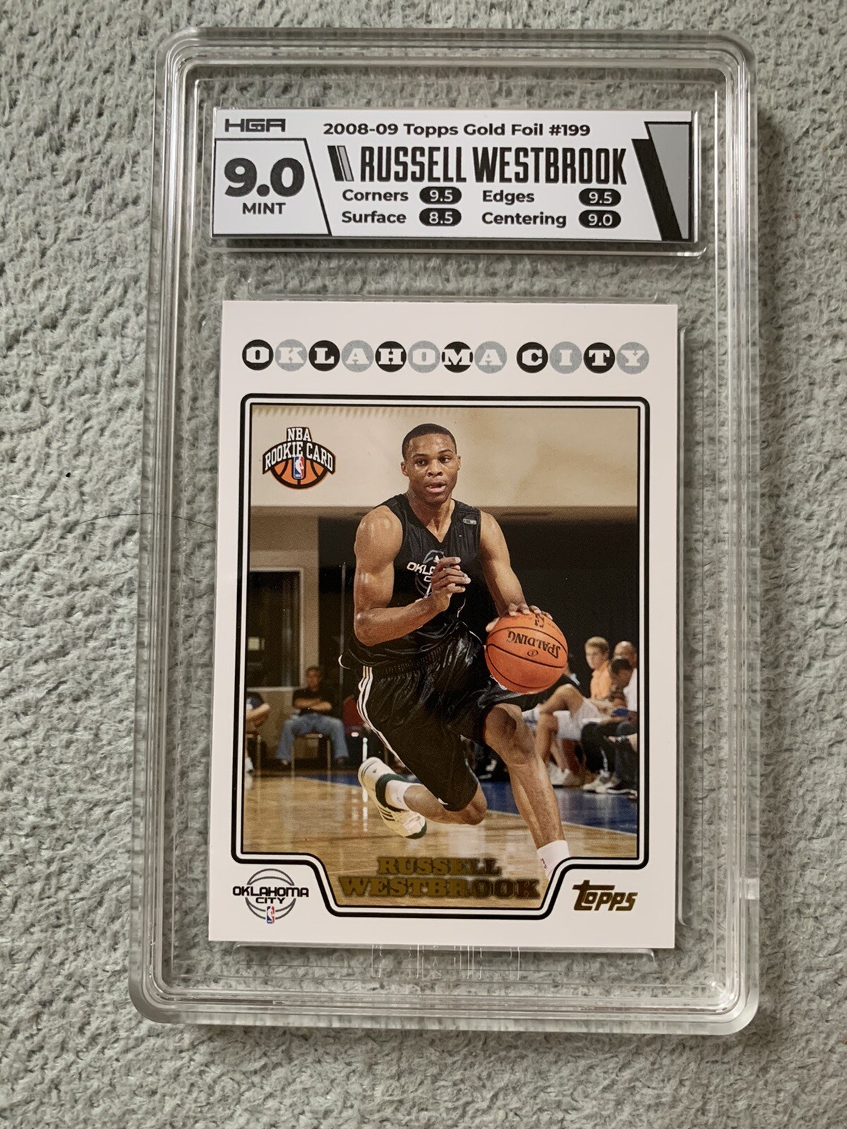 Russell Westbrook 2008-09 Topps Rookie GOLD FOIL RC #199 HGA 9 Mint graded card
