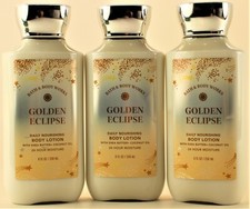 QTY 3 - Bath Body Works GOLDEN ECLIPSE Body Lotion Moisturizer Cream 8oz