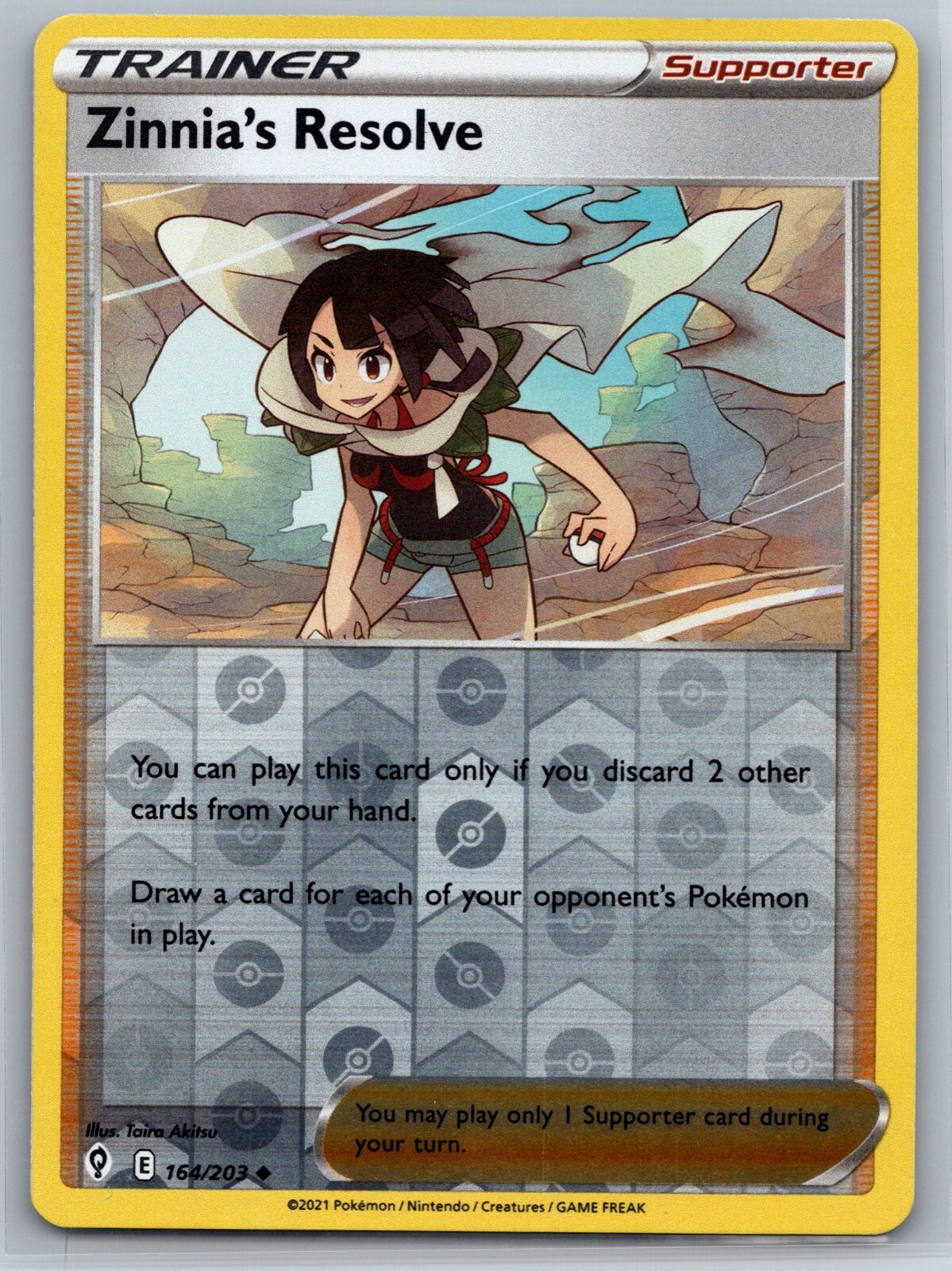 LP/NM Zinnia's Resolve 164/203 Reverse Holo Evolving Skies Pokemon 2021