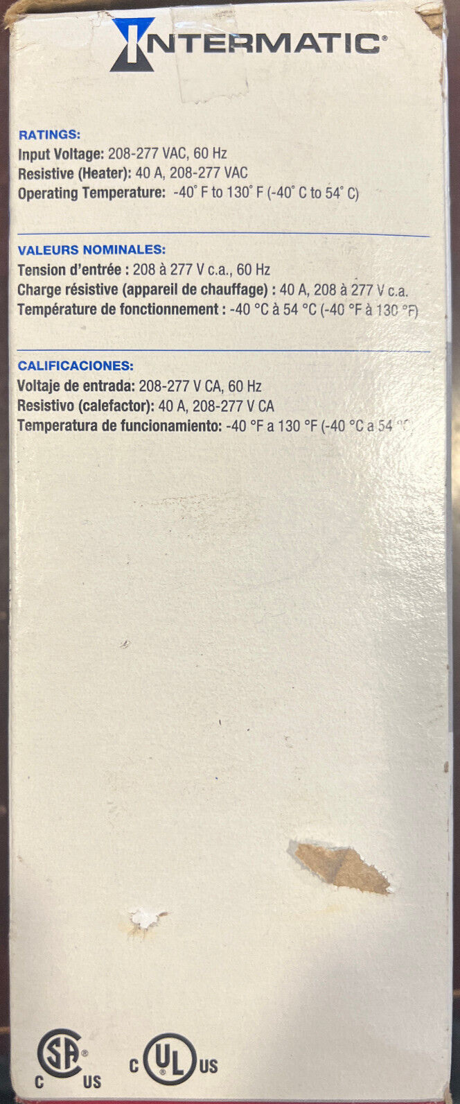 Intermatic WH40 Electric Water Heater Timer-The Little Grey Box-New - Open Box 