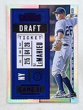 DJ LeMahieu 2020 Panini Contenders Draft Ticket Purple /99 #55 MLB Yankees Card
