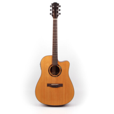EDEL WESTERNGITARRE MASSIVE BEAR CLAW FICHTE DECKE CUTAWAY FISHMAN-PU