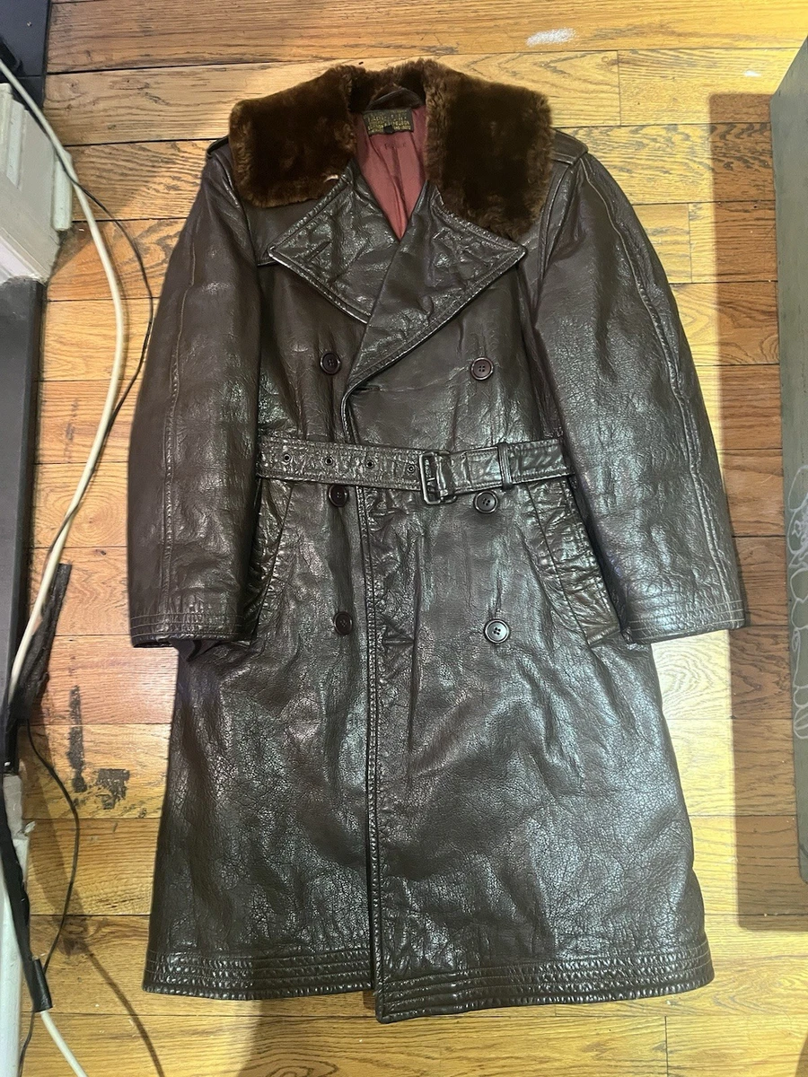 Trench Coat/Mac Brown Leather Vintage Outerwear Coats & Jackets
