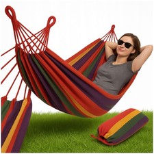 Hängematte XXL Hängeliege Hängeschaukel Garten Camping Indoor Outdoor Holzstange