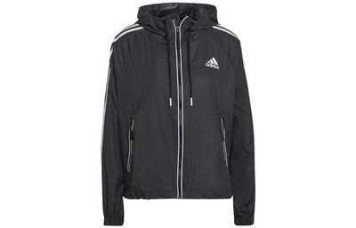adidas BSC Striped Zip Pocket Detail Drawstring Hooded Jacket