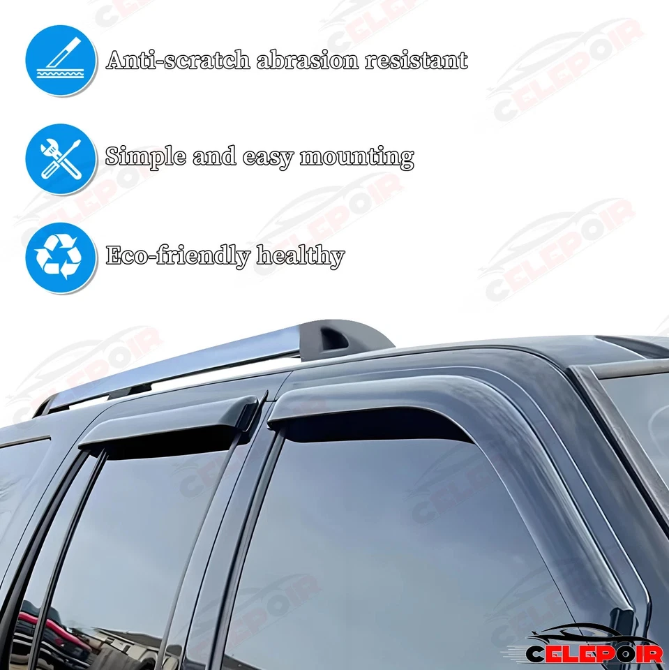 美国适用于 2009 - 2018 年道奇 Ram 1500 2500 3500 Crew Cab 车窗遮阳板防雨罩 — 第 3/3 张图片