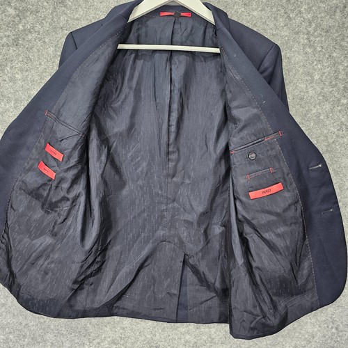 HUGO BOSS Blazer Men 38S Small Navy Super 130 Wool Suit Jacket Luxury Coat Short - Picture 3 of 16