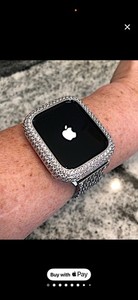 14k White Gold Lab Diamond Apple Watch Case Bezel Metal Apple Watch Ultra 3 2 1