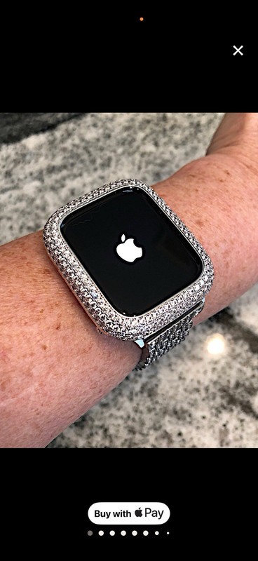 14k White Gold Lab Diamond Apple Watch Case Bezel Metal Apple Watch Ultra 3 2 1