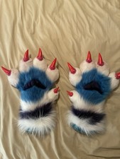 Blue Furry Paws Pre-Owned Red 3D Printed Claws READ DESCRIPTION 