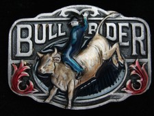PG27121 VINTAGE 1990 BULL RIDER RODEO COMMEMORATIVE WESTERN COWBOY BUCKLE