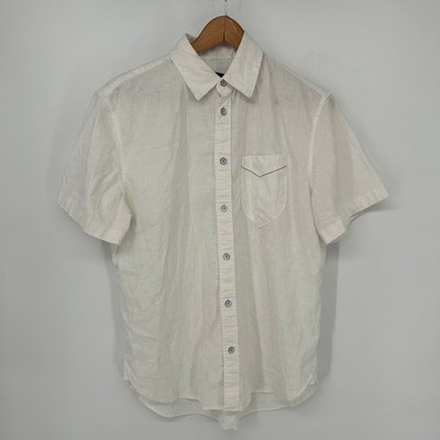 Rag Bone Shirt Mens Small White Short Sleeve Hemp Button Up