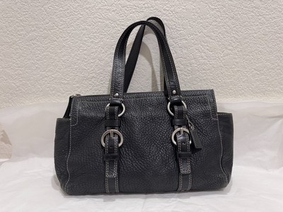 【希少】OLD COACH Dulles Bag leather black Vintage Coach Chelsea F10887 Black Pebbled Leather Zip Satchel