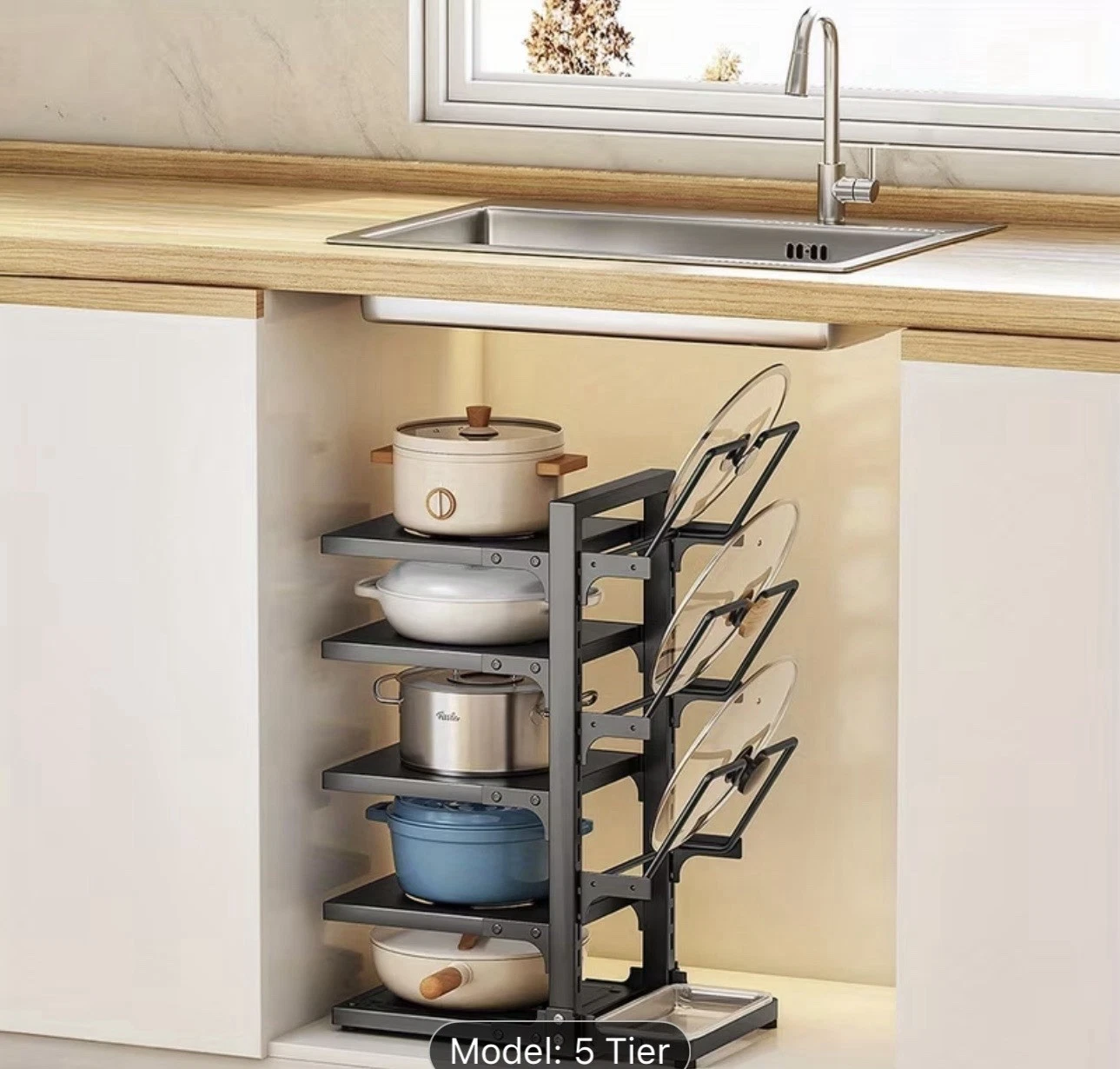 Sturdy Kitchen Anti Slip Kitchenware Storage Rack Pots Pans