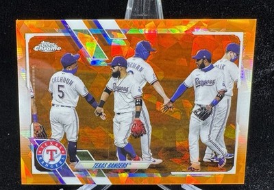2021 Topps Chrome Update - Sapphire - Rangers Team Card #US283 - Orange #/25