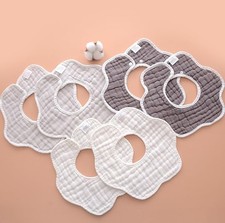 Muslin Cotton Baby Bibs, Adjustable Burp Cloths for Infant and Newborn, Machi...