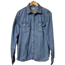 Levi's Jeanshemd Herren XL Blau Druckknopfverschluss Western Freizeit Western Style