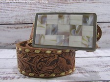 Vintage Nocona Women's Floral Tooled Leather Belt Size 26 Made in Texas, USA