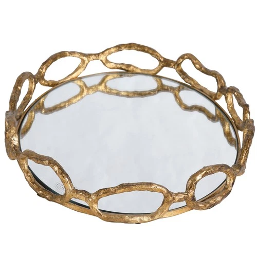 Uttermost Cable Chain Gold Leaf Mirrored Decorative Tray - Picture 5 of 5
