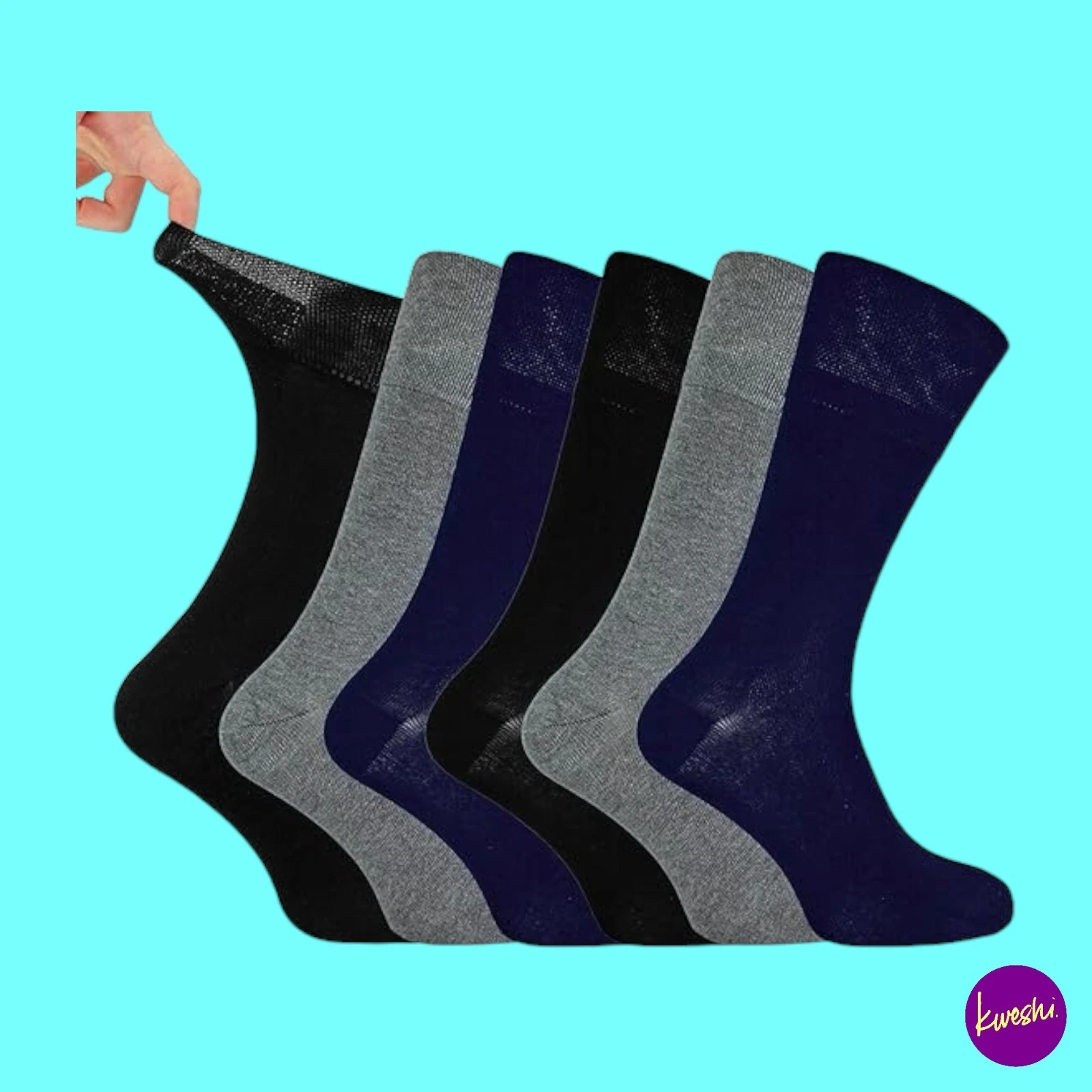 IOMI FOOTNURSE Men's 6 Pair Pack Diabetic Cotton Socks, Multi, UK 6-11