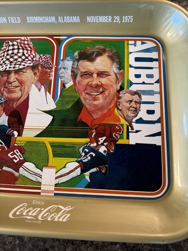 Vintage Coca Cola 1975 Iron Bowl Alabama Auburn Legion Field # 50370 Metal Tray - Picture 3 of 11