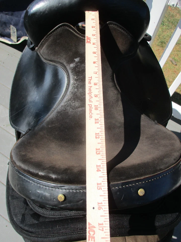 15' SQH 大喇叭 #187 黑色 AZTEC 皮革和绳索西部桶/尾鞍 — 第 4/4 张图片