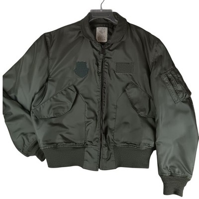 Vintage Avirex USGI FR MA-1 Summer Flyers Jacket Large 42-44 Satin Green Nomex