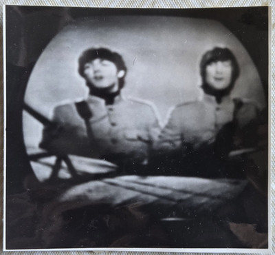 1-3-66 TV Screen Snapshot The Beatles Paul McCartney & John Lennon on Hullaballo