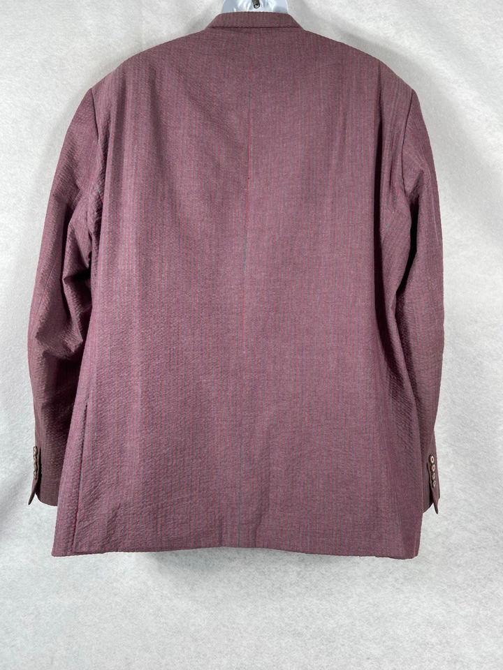 Chaqueta Tallia Para Hombre 50L Gris Borgoña Abrigo Deportivo Seersucker Blazer 100% Algodón Foto 4 de 4