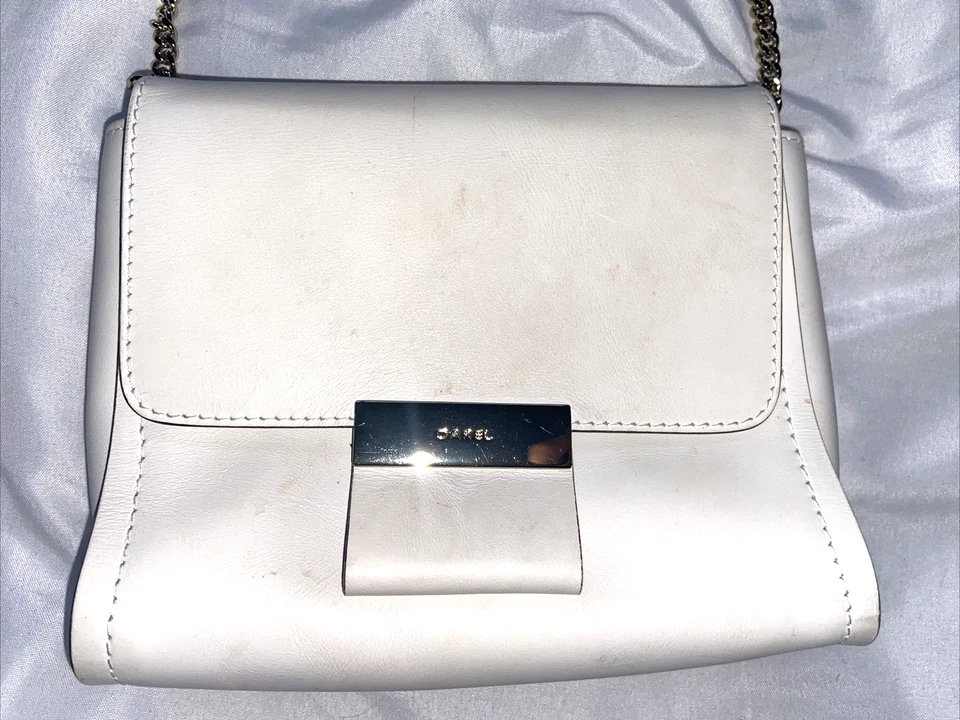 Gerard Darel Lipp Paris 6 Clutch Purse Handbag Chain Leather White Cream Rare - Image 4 of 4