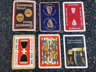 1930s to 1970s Six Original Guinness Advertising Playing Cards 3 Are Jokers Ace