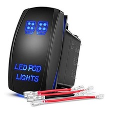 LED POD Lights Rocker Switch Led Light Bar Switch 5Pin Laser On/Off Blue