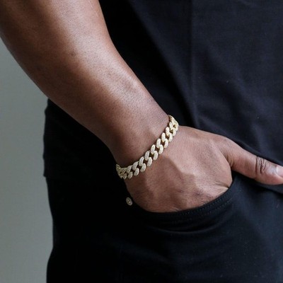 Men's bracelet jewelry gift 925 silver vintage Cuban Link zirconia chain 12mm