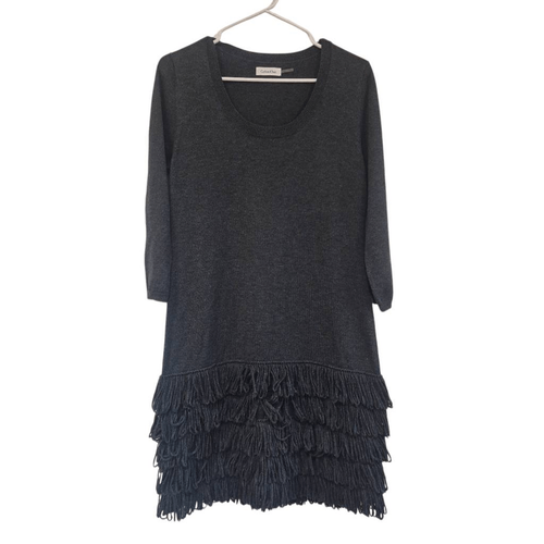 Calvin Klein Women's Heather Black Acrylic/Poly Scoop Neck 3/4 Sleeves Looped Fr - Picture 3 of 11