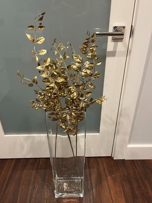 Gold Metallic Leaves Stems   Approximately 33  Faux Floral Stems