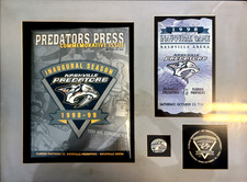 Nashville Predators Inaugural Game Shadow Box: Puck, Program, Ticket 23x18