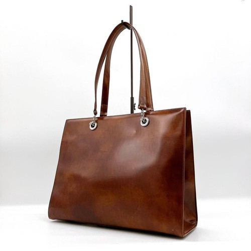 Cartier Panthere Shoulder Tote Bag Brown Leather A4 Silver Hardware