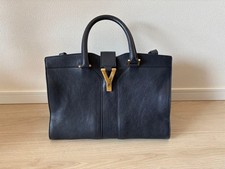Borsa a tracolla Yves Saint Laurent YSL 2Way Cabas in pelle nera autentica F0...