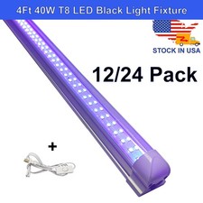 UV LED Blacklight Bar 40W 4ft, T8 Integrated Bulb Linkable Black Light Fixture