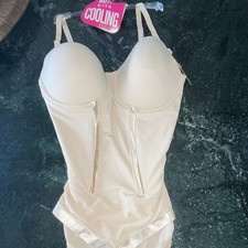 Women's White Opaque One-Piece Bodysuit Adjustable Straps Solid One Size